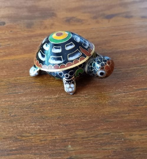 Vintage Chinese cloisonné handgemaakt mini schildpad, Verzenden
