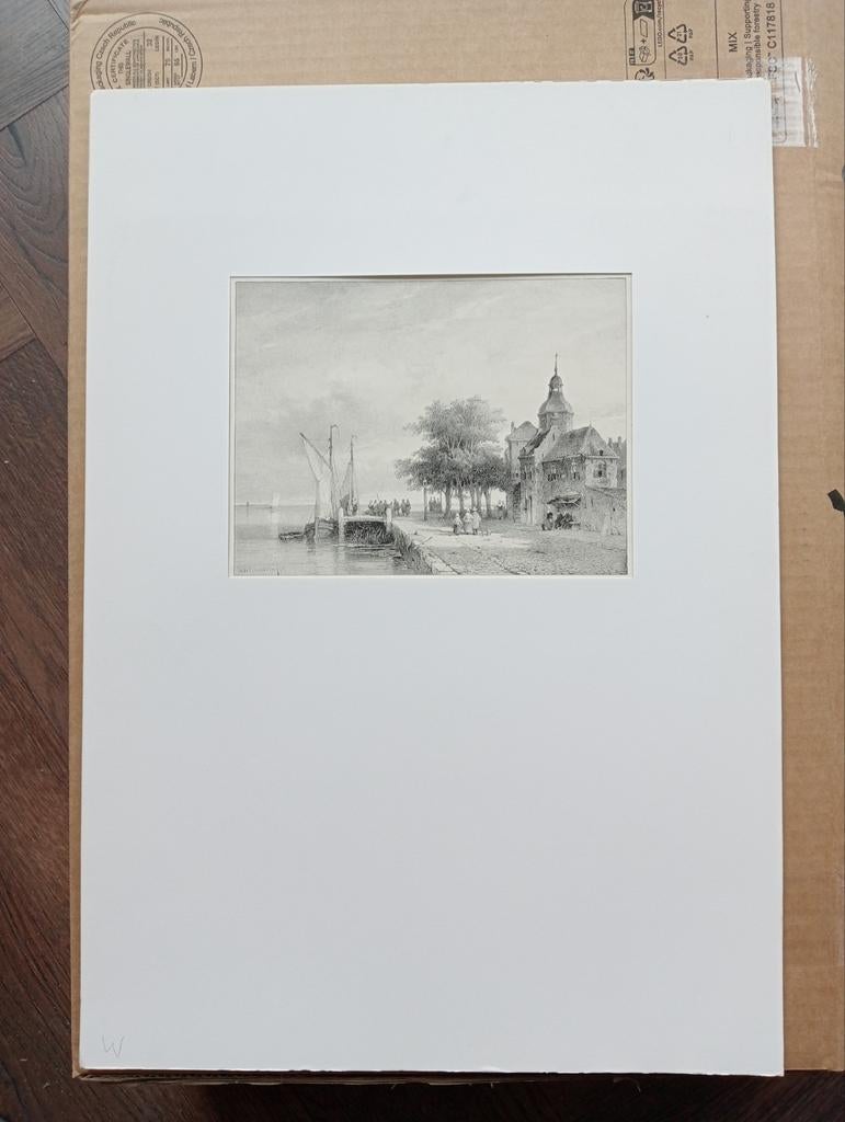 Weissenbruch, village at the sea, 19th century, 22 x 17 cm, Antiek en Kunst, Ophalen of Verzenden