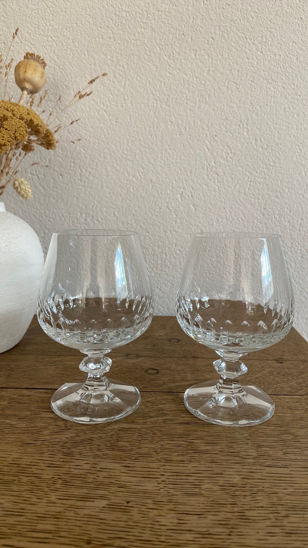 Twee kristallen cognac glaasjes vintage, Ophalen of Verzenden, Gebruikt, Overige typen