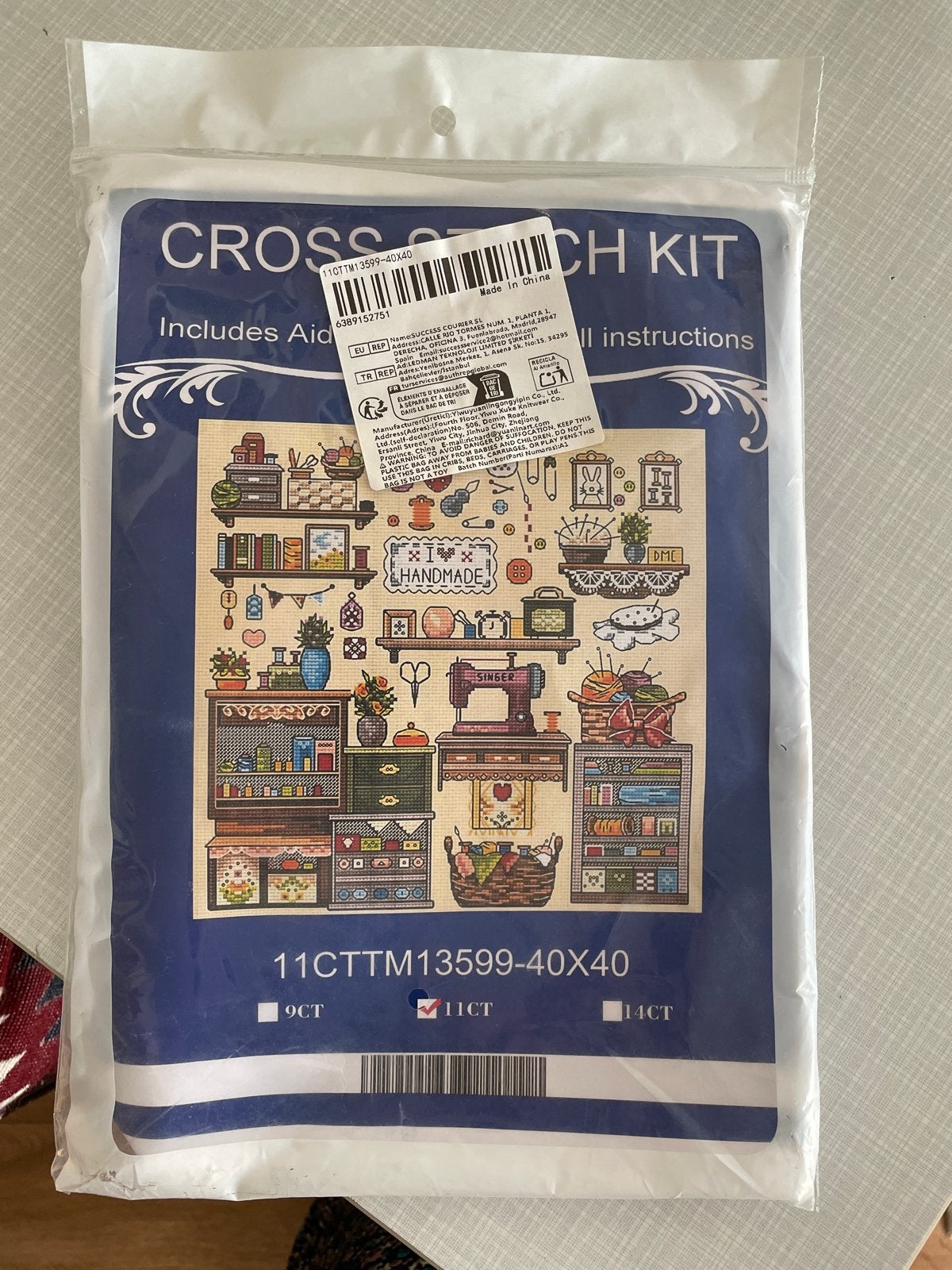 Nieuw Kruissteekpakket - Knutselset "I Love Handmade", Hobby en Vrije tijd, Knutselen, Textiel, Nieuw, Meerkleurig, Ophalen of Verzenden