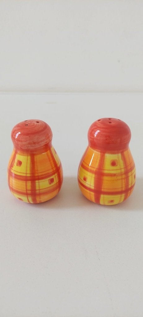 Prachtige set handgeschilderde peper- en zout vaatjes oranje, Eu, Overige merken, Eu, Keramiek