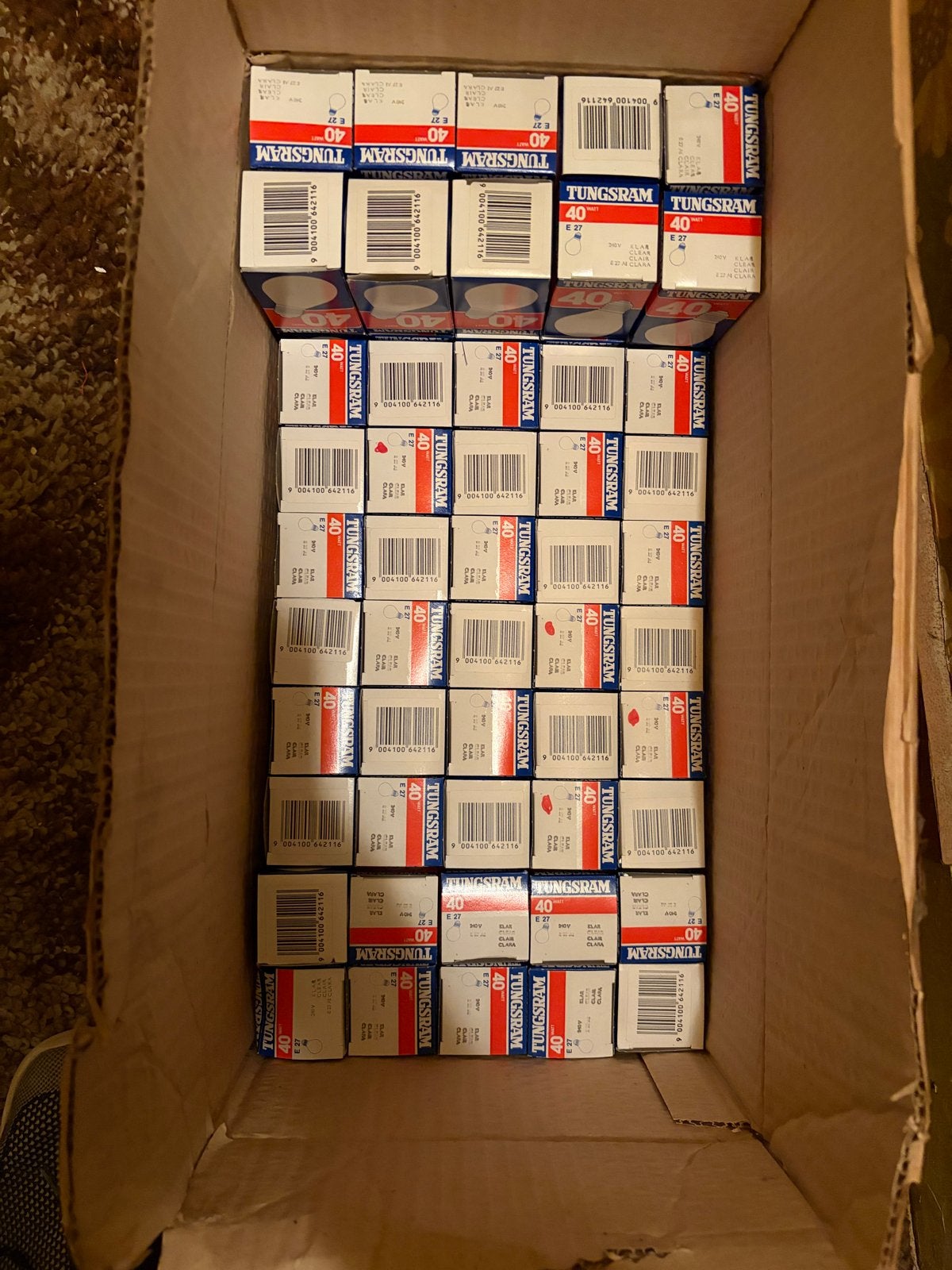 Partij 60x Tungsram Gloeilamp E27 40W – Helder & Gloednieuw, Ophalen, Wit, Overige merken, Nieuw