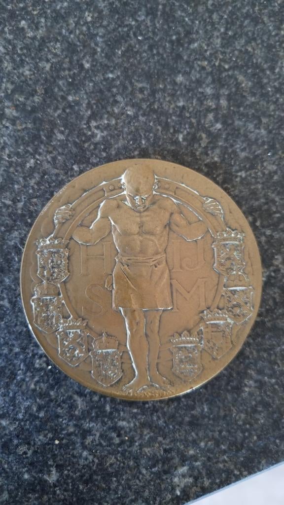 Historische HISSM Medaille - 75 Jaar Spoorwegen 1839-1914, Postzegels en Munten, Ophalen of Verzenden, Brons, Nederland