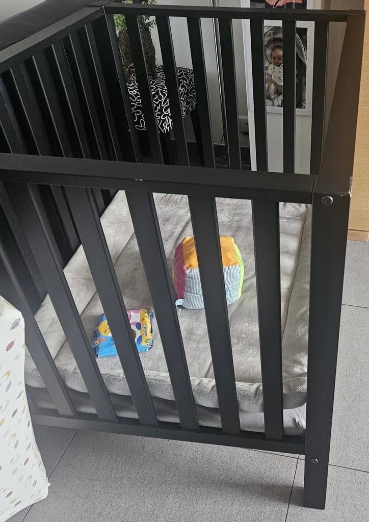 Babypark zwarte box 80x100cm met Baby's Only Boxkleed, Ophalen, Zo goed als nieuw, Rechthoekig, Boxkleed