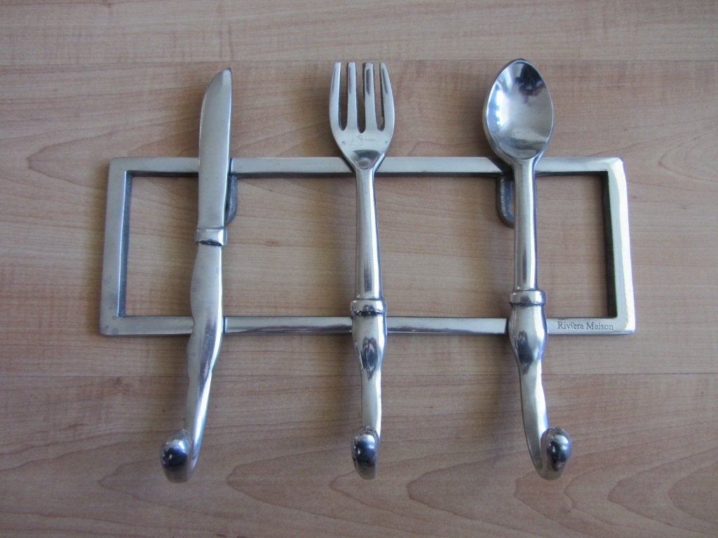 Opberghaken Mes, Vork, Lepel (Riviera Maison), Ophalen of Verzenden, Zo goed als nieuw, Zilver, Overige materialen