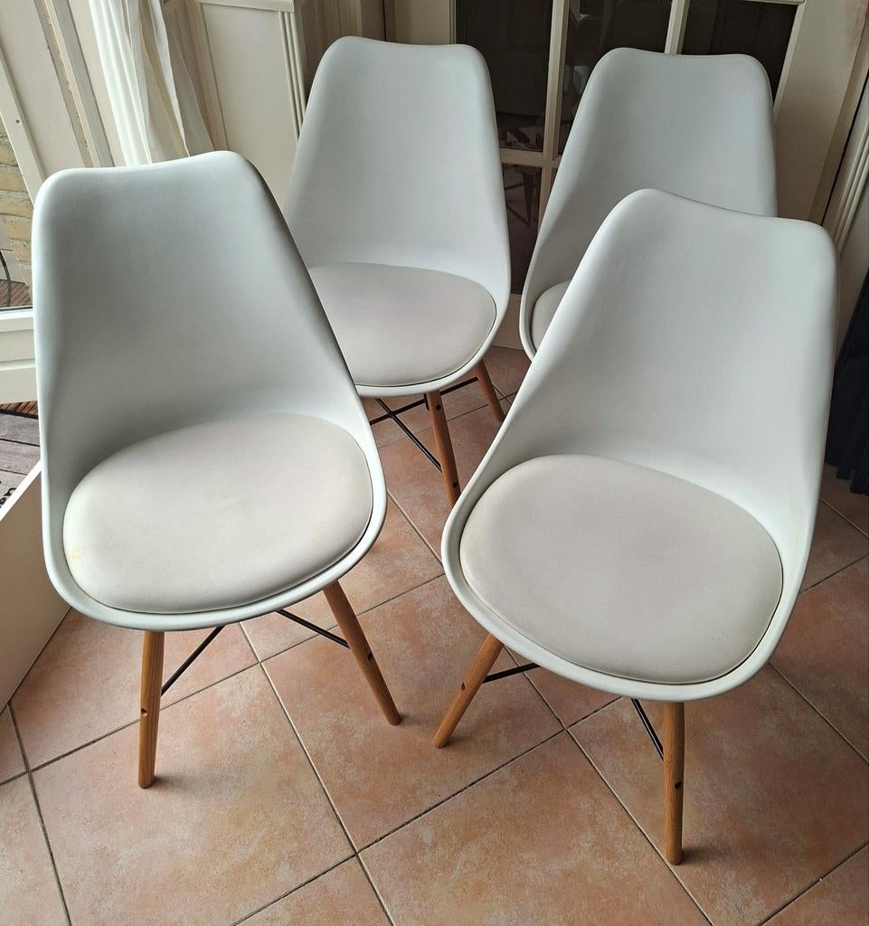 4 eetkamerstoelen, Huis en Inrichting, Stoelen, Ophalen, Gebruikt, Wit, Vier
