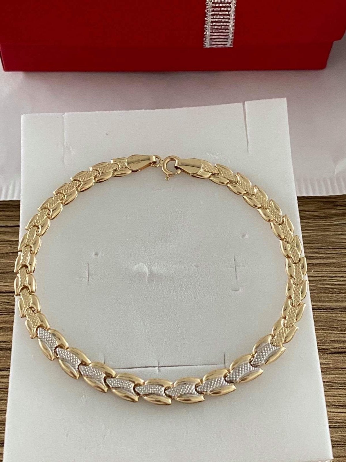 14 karaat gouden armband, wit en geel goud 585 goud, Sieraden, Tassen en Uiterlijk, Ophalen of Verzenden, Nieuw, Goud, Goud