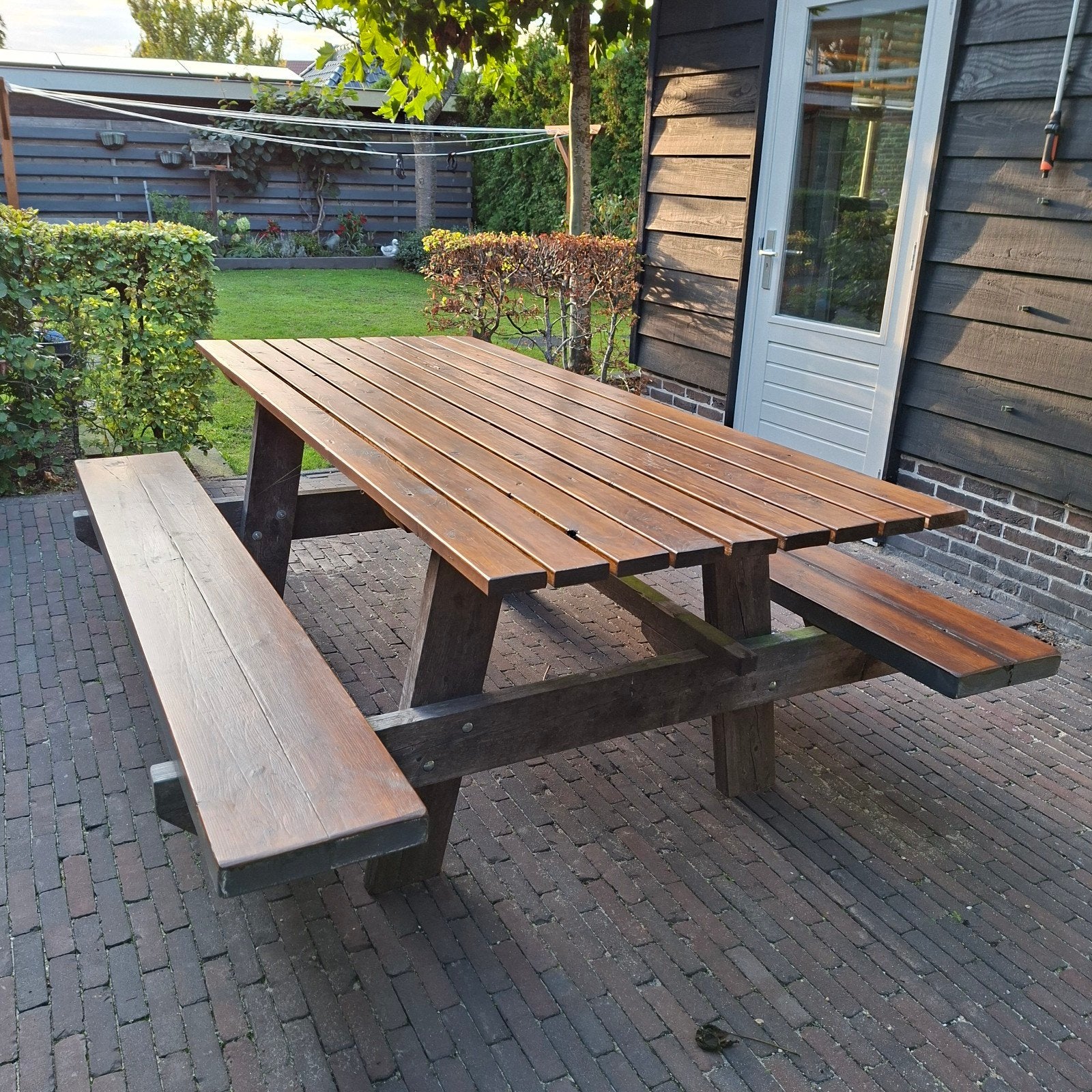 Robuuste houten picknicktafel - Ideaal voor buiten, Ophalen, Gebruikt, Rechthoekig, Hout