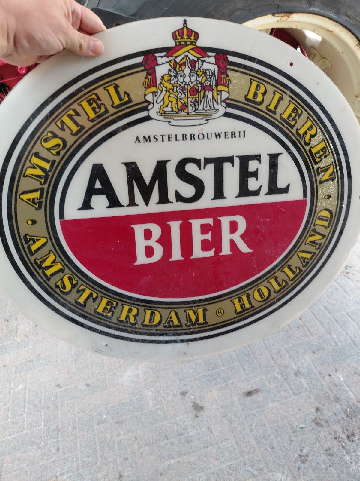 Vintage Amstel Bier Reclamebord - Amsterdam Holland, Verzamelen, Ophalen