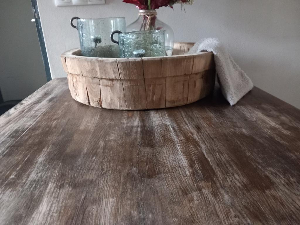 Olijfbak 59 cm doorsnee, Ophalen of Verzenden, Zo goed als nieuw, Rond, Hout