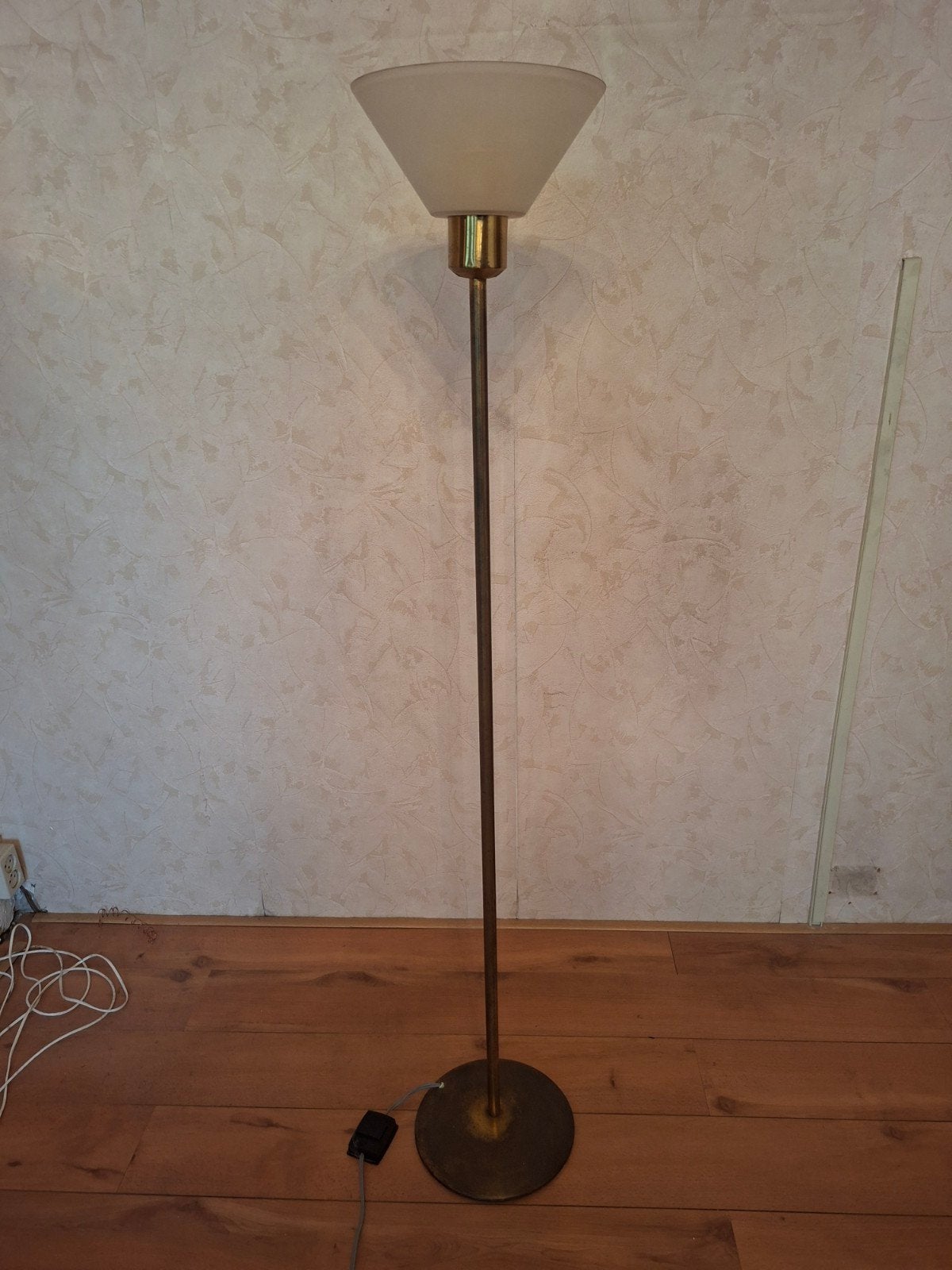 Stijlvolle vloerlamp met glazen kap, Ophalen, Gebruikt, Klassiek, E27 (groot)