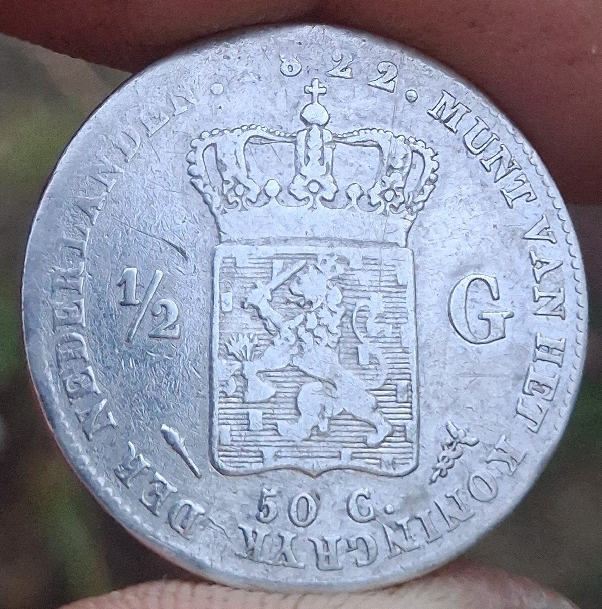 1/2 gulden - Willem l - 1822 - zeldzaam ! - RRR !, ½ gulden, Zilver, Ophalen of Verzenden, Koning Willem I