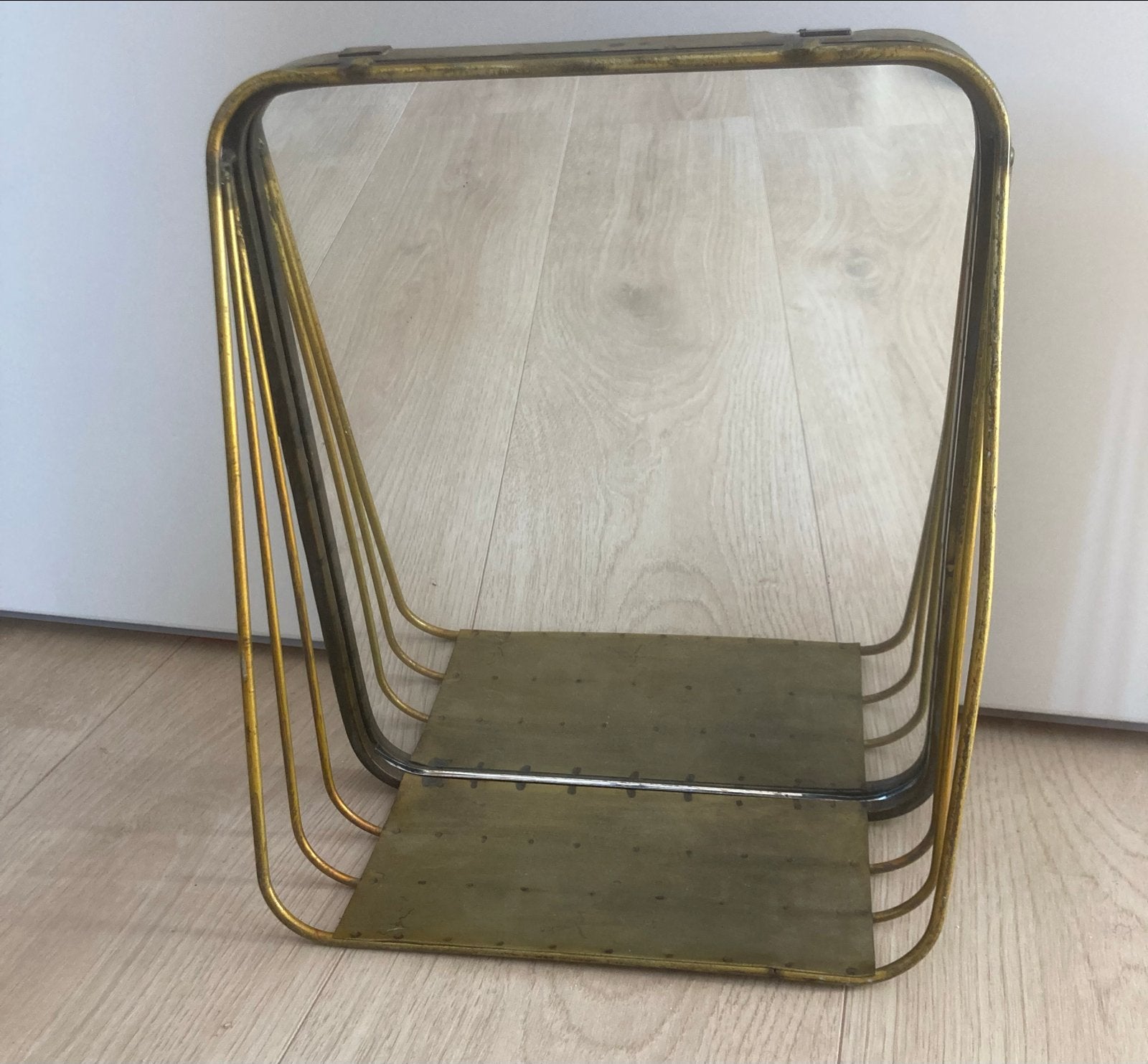 Vintage Spiegel Clair en Eef - Messing, Antiek en Kunst, Antiek | Spiegels, Ophalen of Verzenden, Rechthoekig, 50 tot 100 cm, Minder dan 100 cm