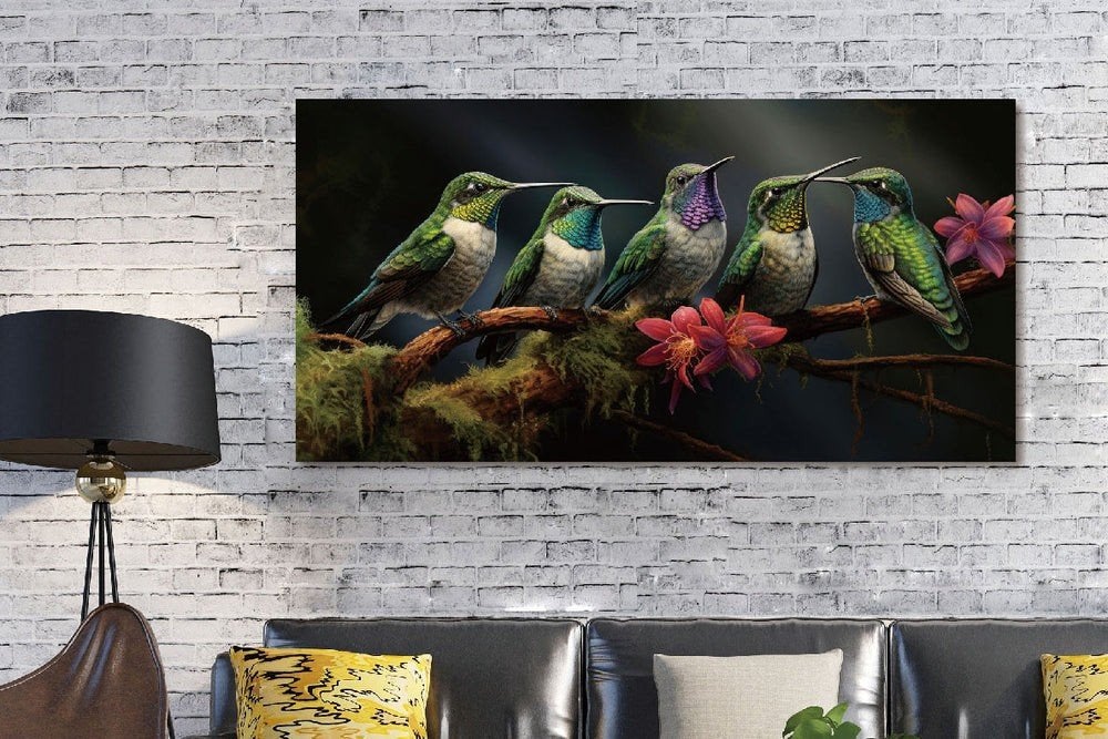 Prachtig Glasschilderij Kolibries 160x80 cm, Ophalen, Zo goed als nieuw, 125 cm of meer, Schilderij