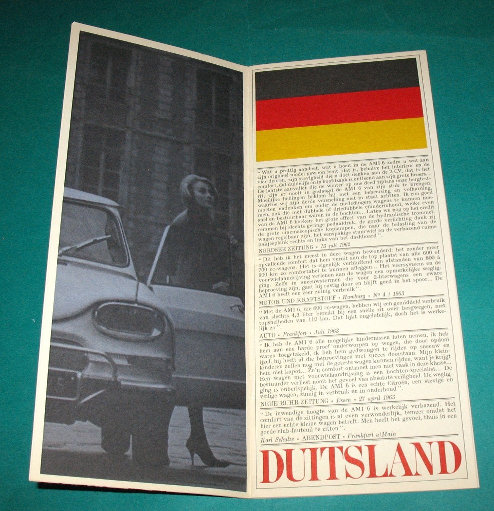 Folder Citroen AMI 6 persuittreksels 1964 autofolder Citroën, Ophalen of Verzenden, Gelezen, Citroën, Citroën