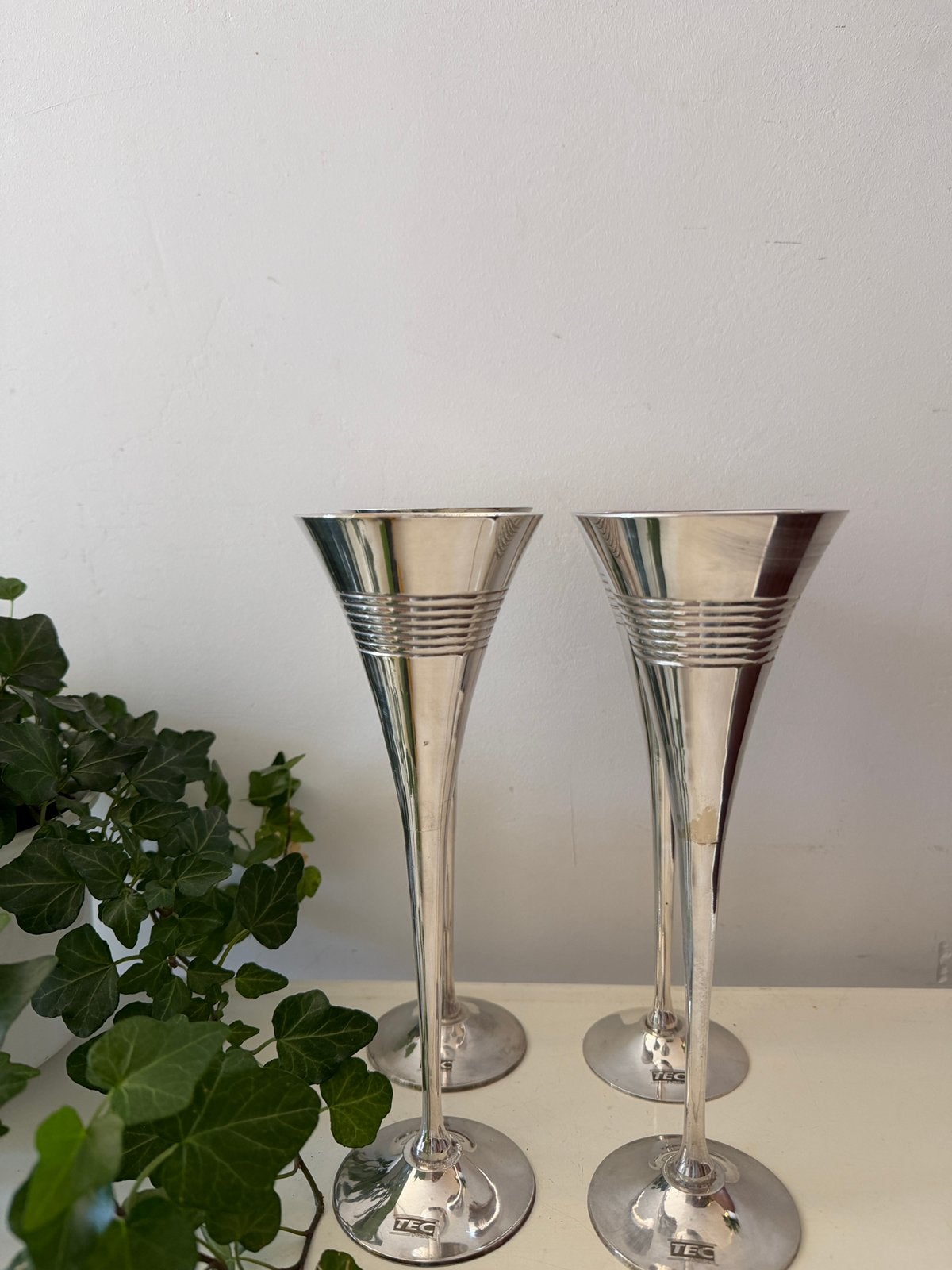 Verzilverde champagne flutes, Ophalen of Verzenden