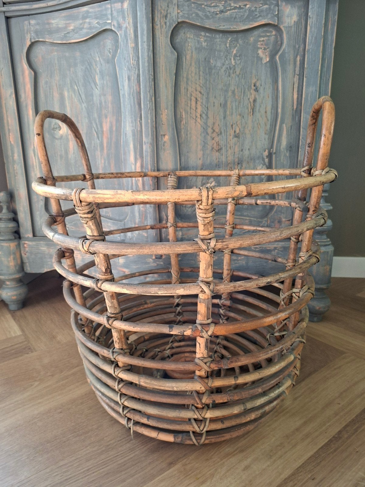 Mand Rotan Boho, Ophalen, Rond, Riet