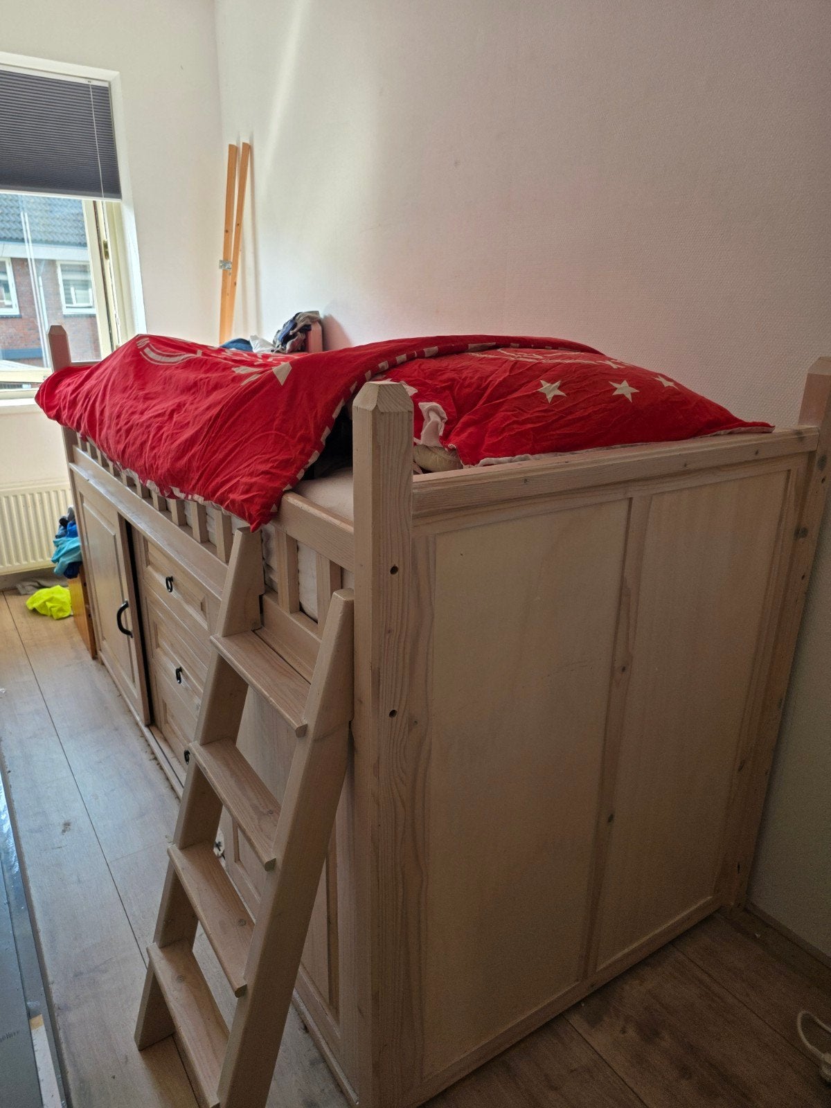 Halfhoogslaper met opbergruimte en lades, Ophalen, Gebruikt, 90 cm, Eenpersoons
