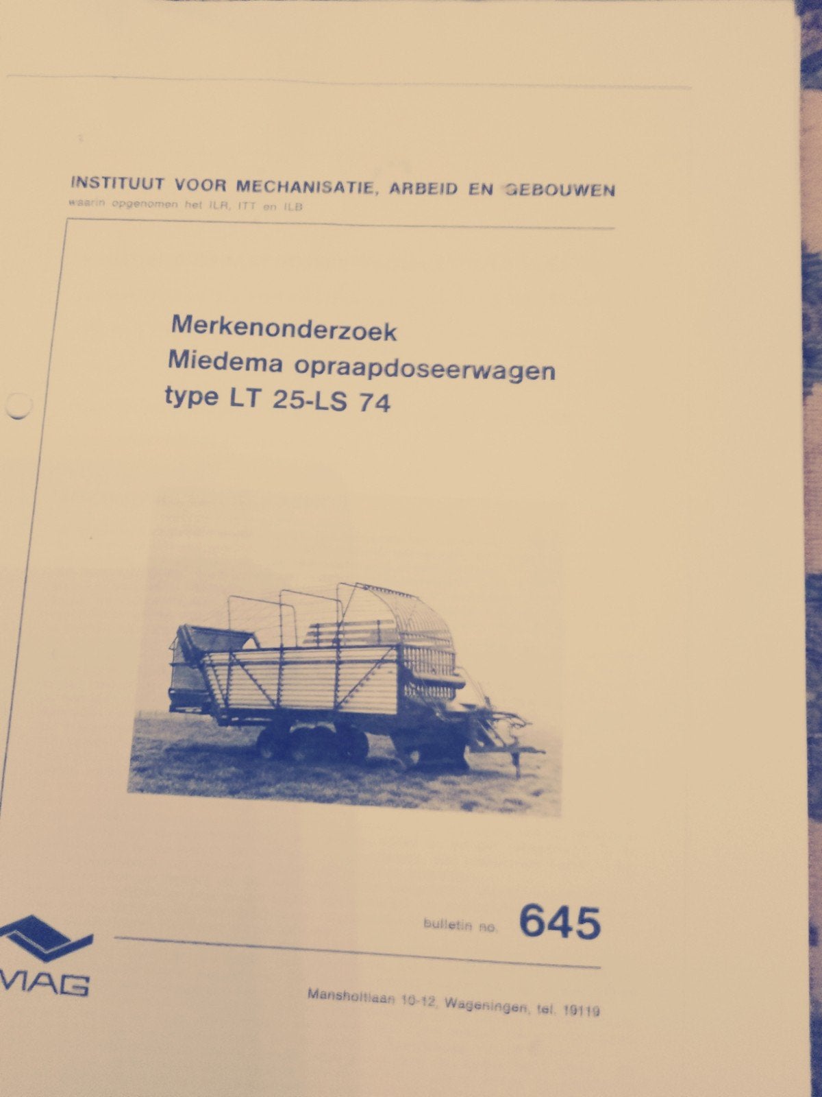 Miedema opraapdoseerwagen type LT 25-LS 74 instructie, Ophalen of Verzenden