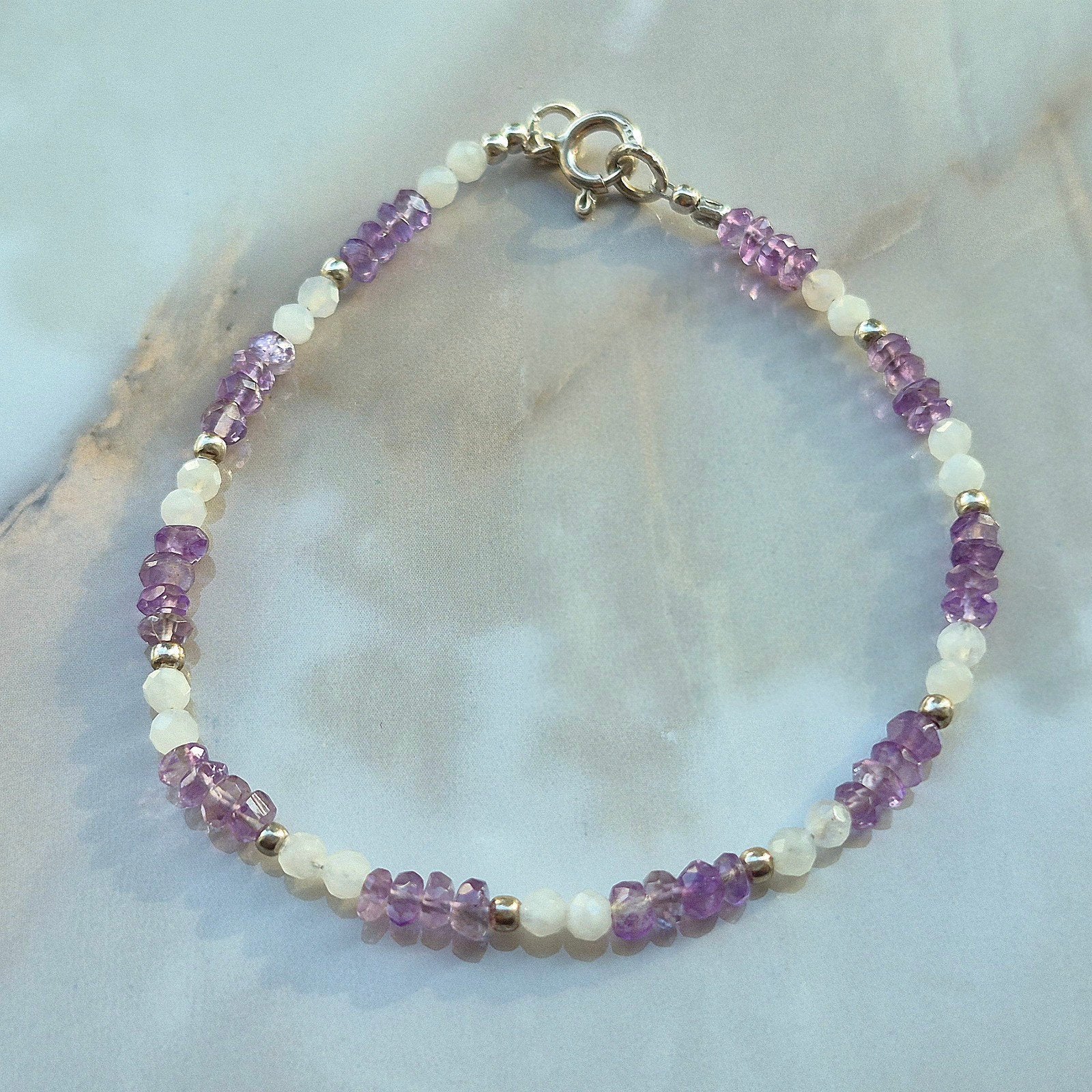 Maansteen & Amethist armband, Verzenden, Nieuw
