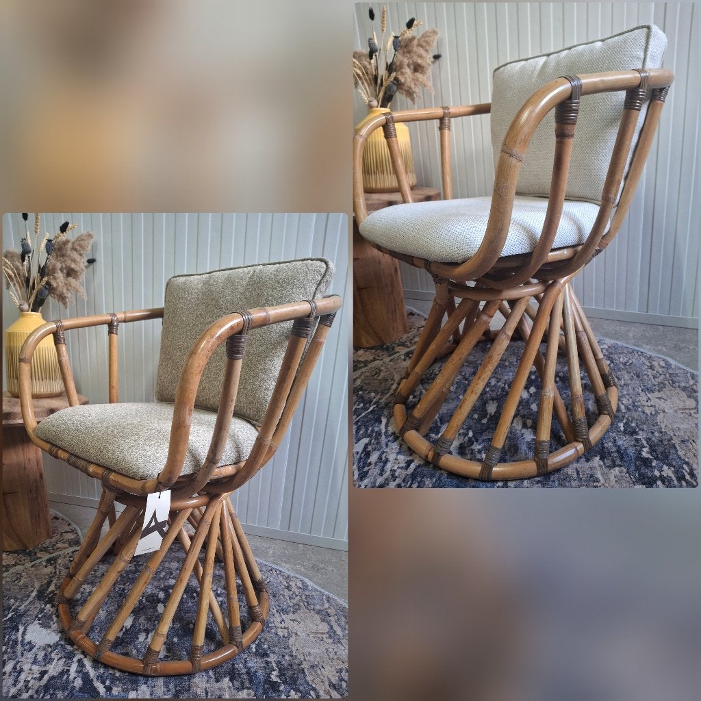 2 Unieke vintage-stijl rotan stoelen, Huis en Inrichting, Stoelen, Ophalen, Twee, Bruin, Vintage, Boho-Chic