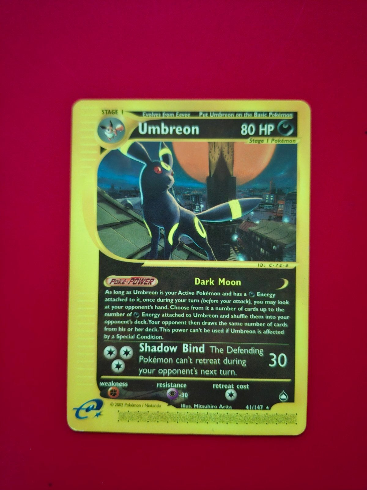 Umbreon #41 Pokémon Aquapolis Kaart, Hobby en Vrije tijd, Verzamelkaartspellen | Pokémon, Ophalen of Verzenden, Zo goed als nieuw
