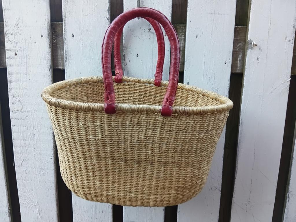 Ghana shopper 2 lederen handvatten oersterk 50x38 cm., Overige materialen, Mand, Nieuw, Ophalen of Verzenden