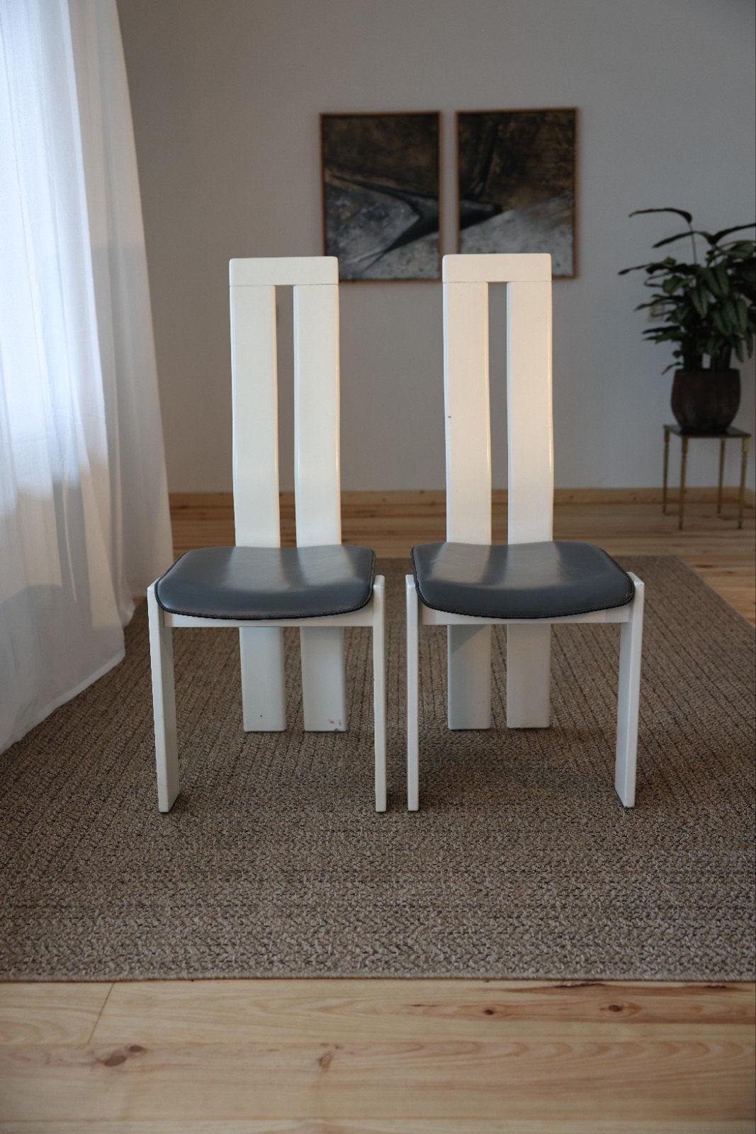 2x Pietro Costantini voor Ello - Italiaanse design stoelen, Gebruikt, Twee, Wit, Hout