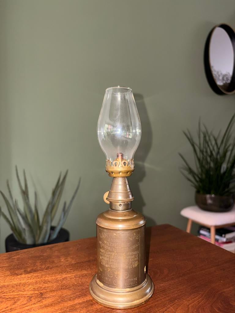 Authentieke Pigeon olie lamp, Ophalen, Koper