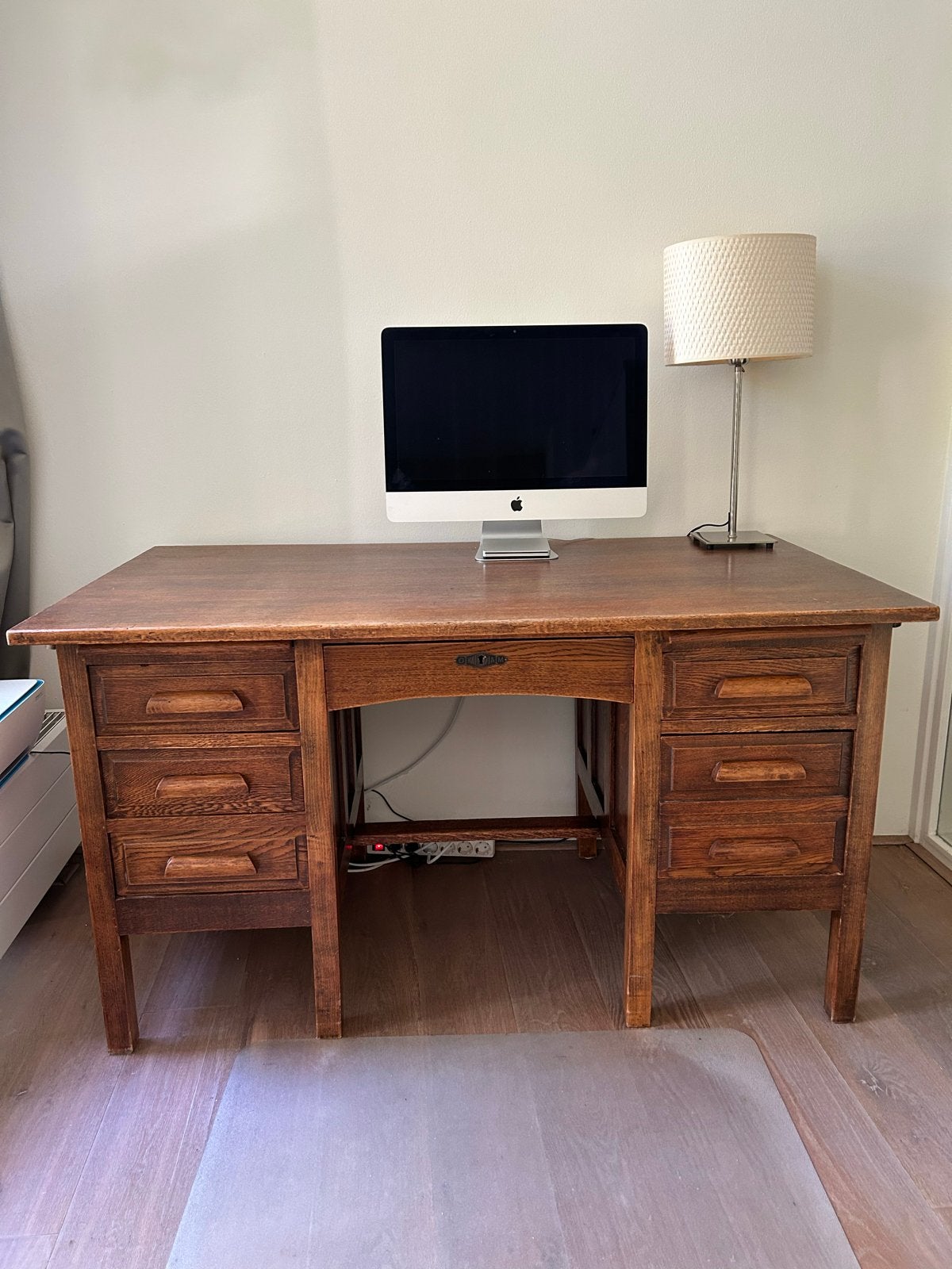 Vintage eikenhouten bureau - Frans, merk Gradiam, Huis en Inrichting, Bureaus, Ophalen, Overige typen, Gebruikt, Overige merken