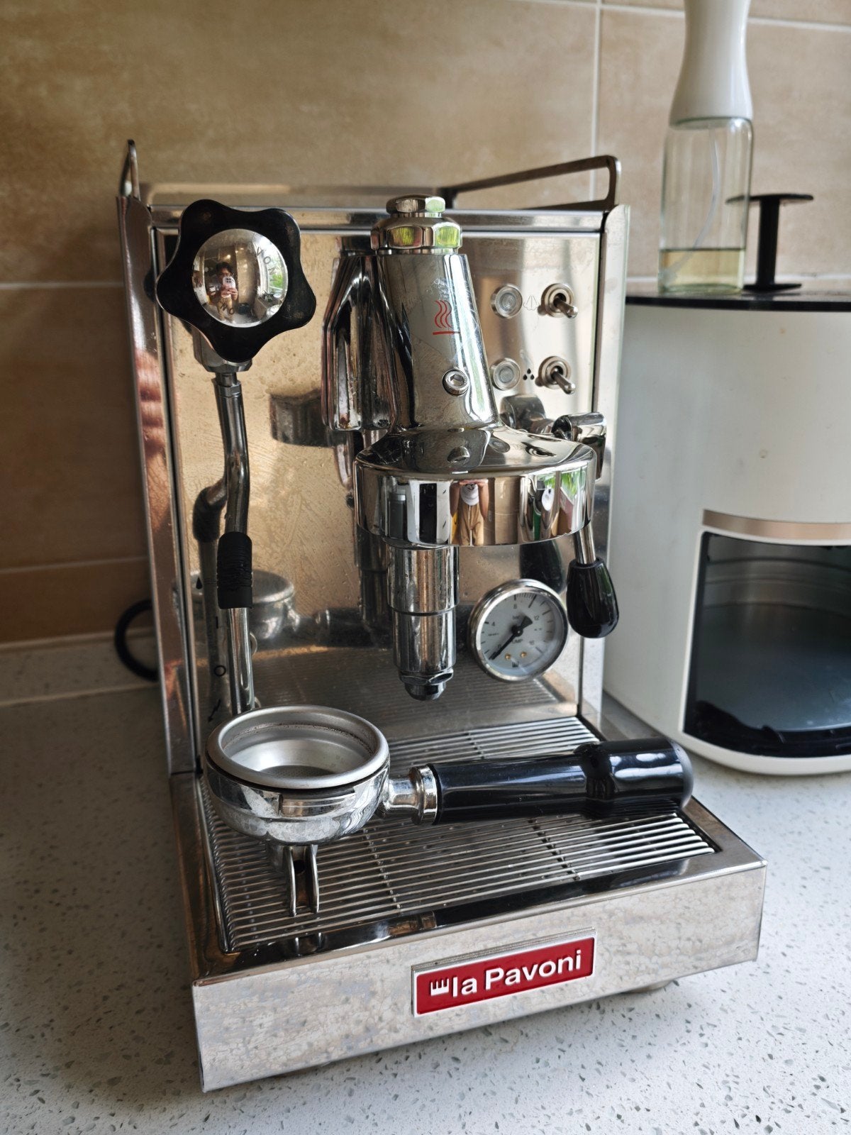 La Pavoni Espresso Machine - Zo goed als nieuw, Stoompijpje, Espresso apparaat, Gemalen koffie, Ophalen of Verzenden
