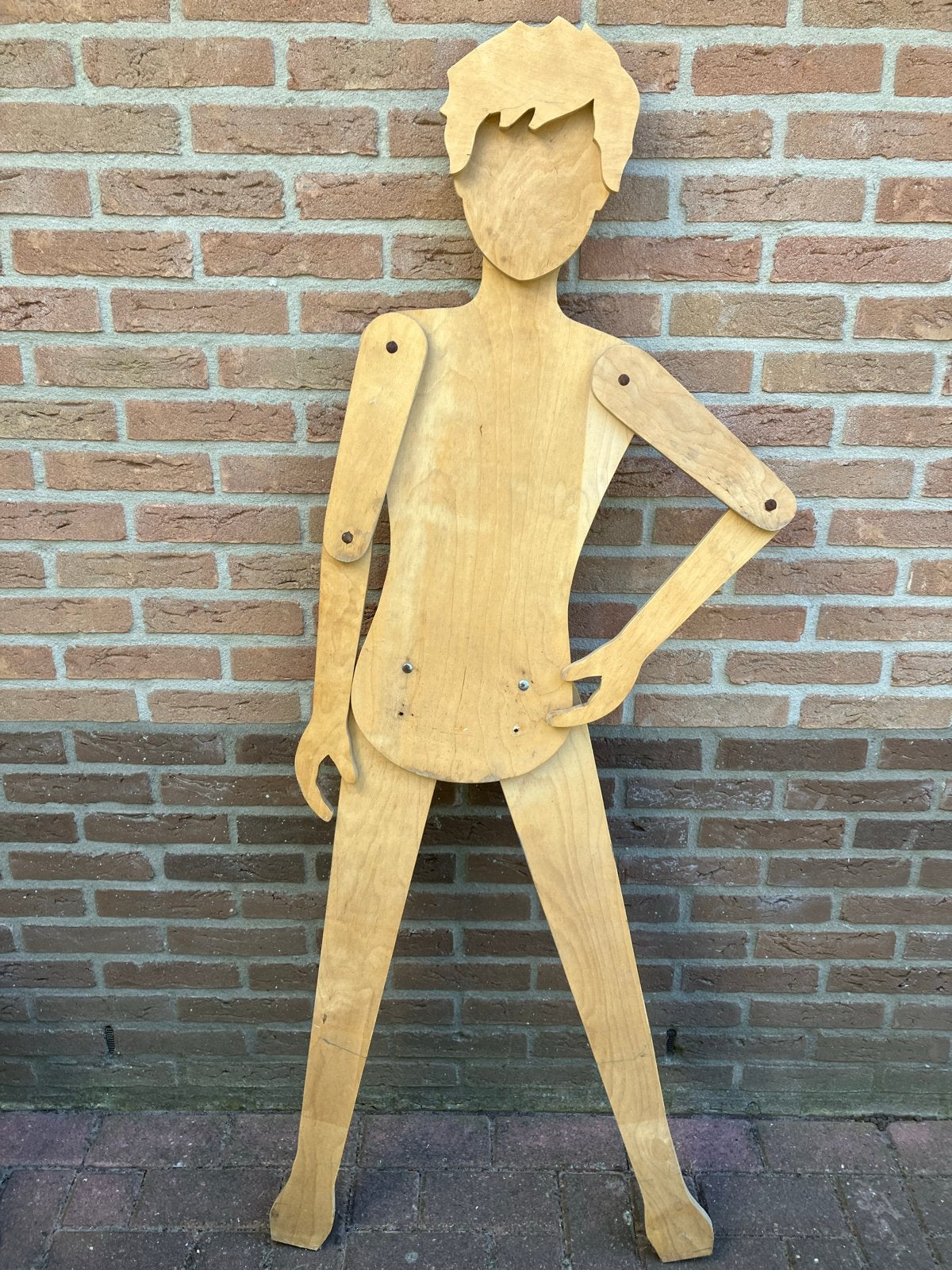 Houten Vintage Retro paspop etalagepop beweegbare ledematen, Ophalen, Gebruikt, Bruin, Vintage