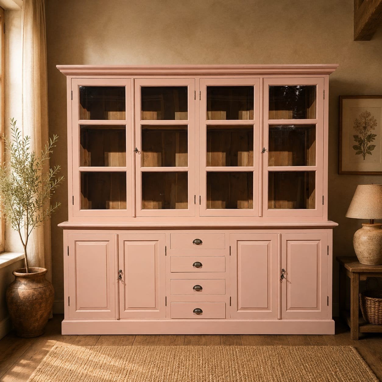 Oud landelijk rose teak buffetkast winkelkast servieskast, Huis en Inrichting, 200 cm of meer, Ff ietsanders, Nieuw, Ophalen of Verzenden