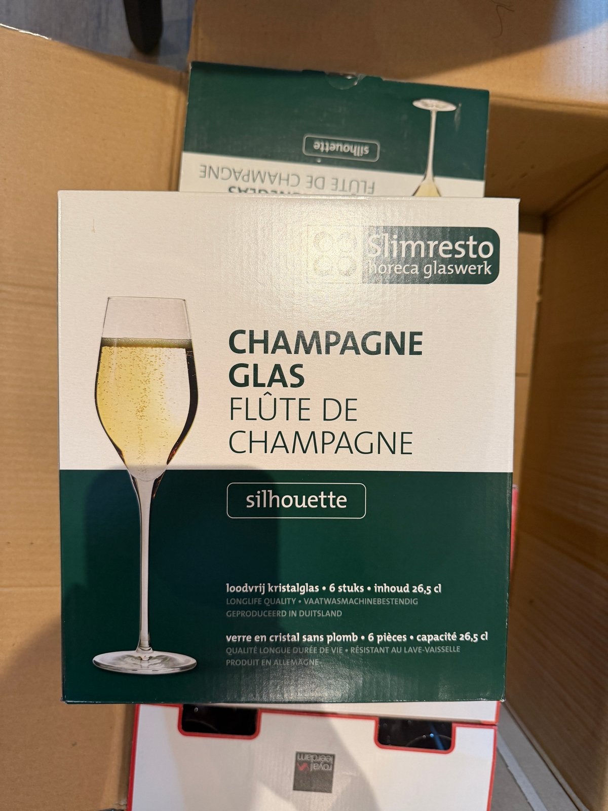 18 Slimresto Champagneglazen - Loodvrij Kristalglas, Nieuw, Ophalen of Verzenden, Overige merken, Glas