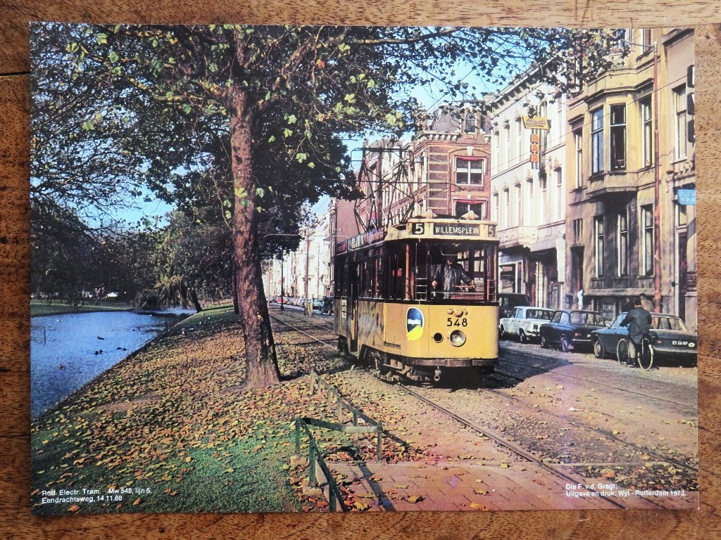 Grote oude foto Tram RET Rotterdam lijn 5 Eendrachtsweg 1968, Verzamelen, Ophalen of Verzenden, Voor 1940, Zo goed als nieuw, Overige onderwerpen