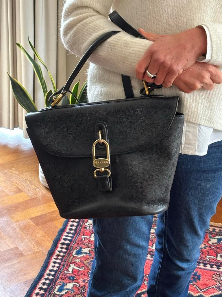 Elegante Zwarte Delvaux Handtas - Tijdloze Klasse, Ophalen of Verzenden, Gebruikt, Zwart, Handtas