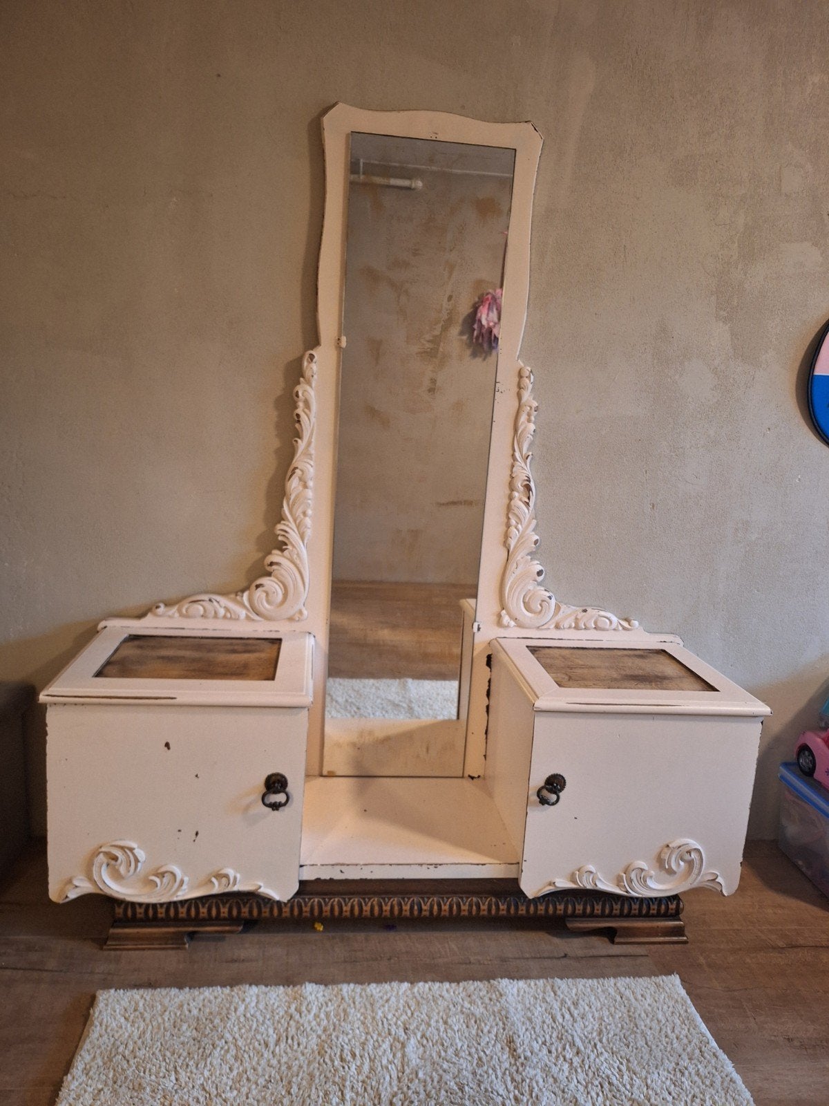 Brocante kaptafel, Huis en Inrichting, Tafels | Kaptafels, Ophalen, Gebruikt, 100 tot 150 cm, 150 tot 200 cm