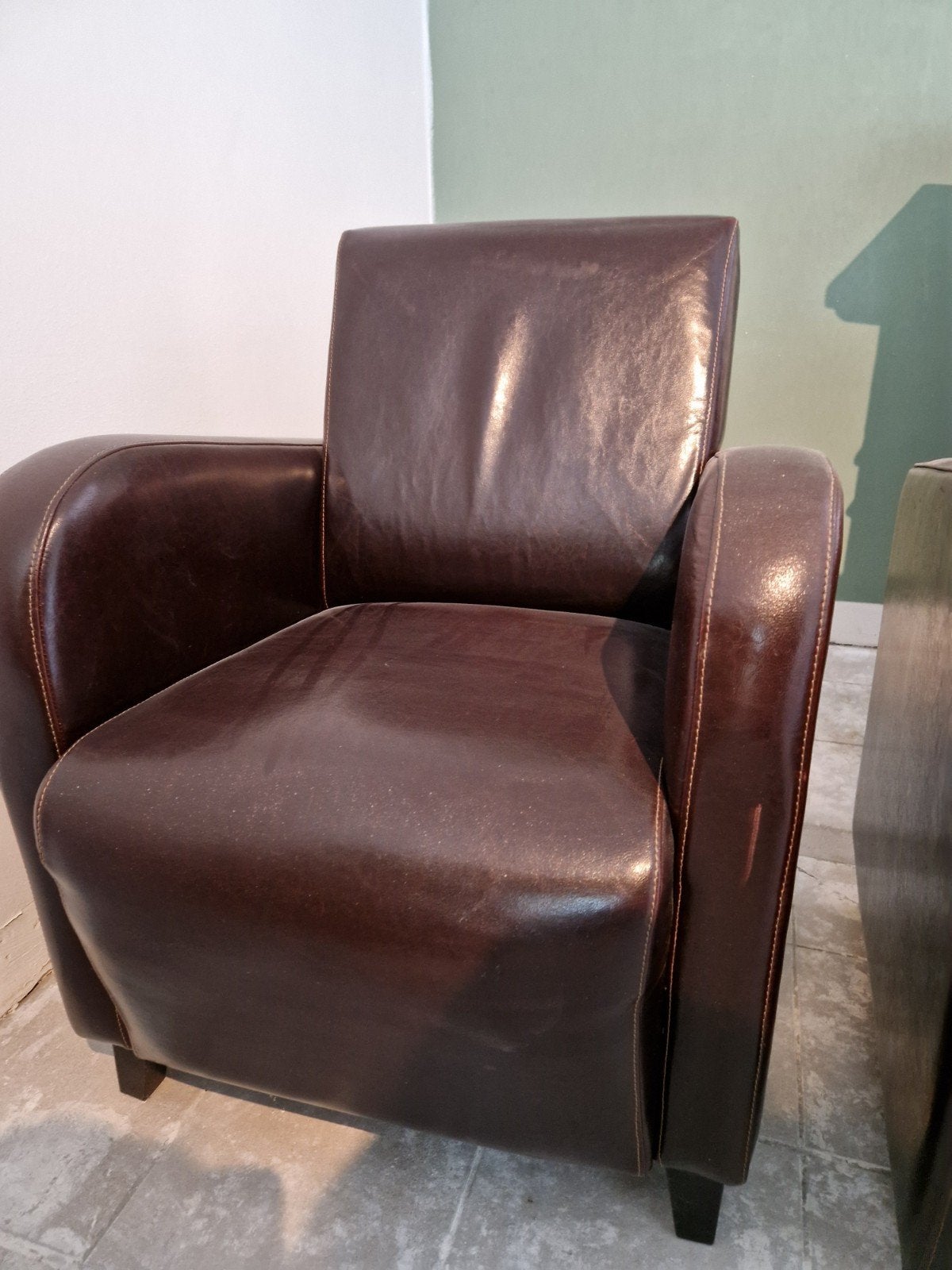 Comfortabele lederen fauteuil - Bruin, Huis en Inrichting, Fauteuils, Ophalen, Gebruikt, Modern klassiek, 75 tot 100 cm