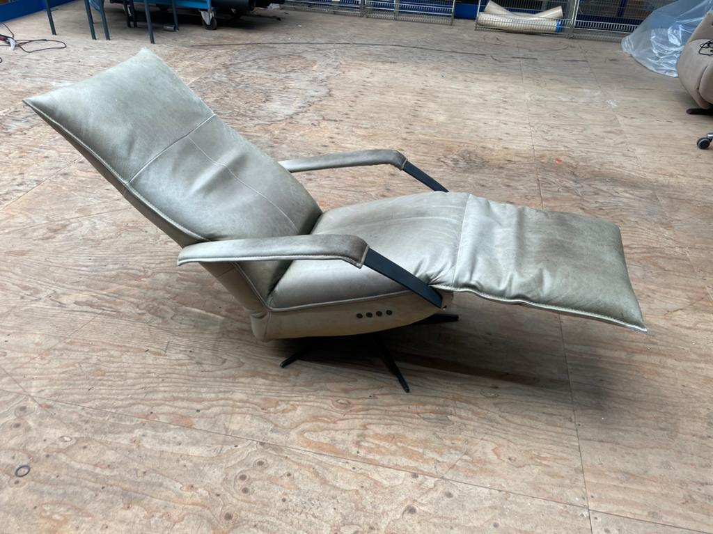 Chill line Deliza relax fauteuil / relaxstoel groen, Minder dan 75 cm, Leer, Ophalen of Verzenden, Zo goed als nieuw
