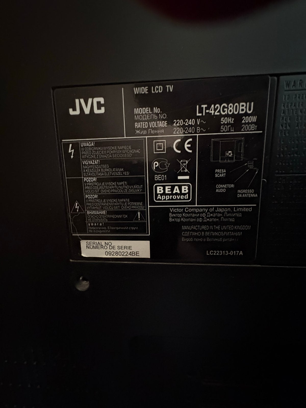 JVC LT-42G80BU LCD TV - Goede staat, Ophalen, Gebruikt, 50 Hz, LCD