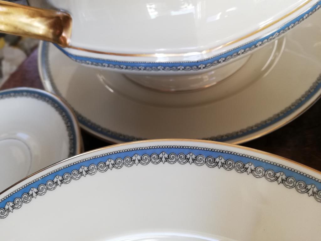 Rosenthal Servies CORONA 11 pers. blauw/creme/zwart/goud, Ophalen, Zo goed als nieuw, Porselein, Overige stijlen