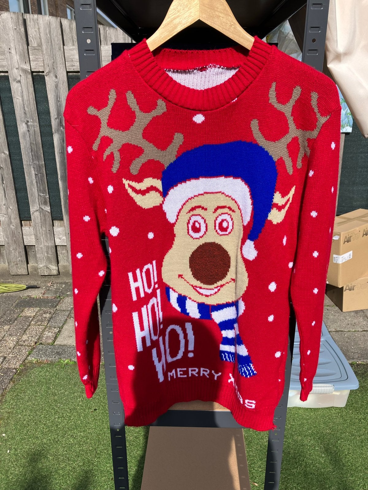 Leuke Kersttrui met Rendier - Maat L/XL, Ophalen of Verzenden, Gedragen, Maat 56/58 (XL), Rood