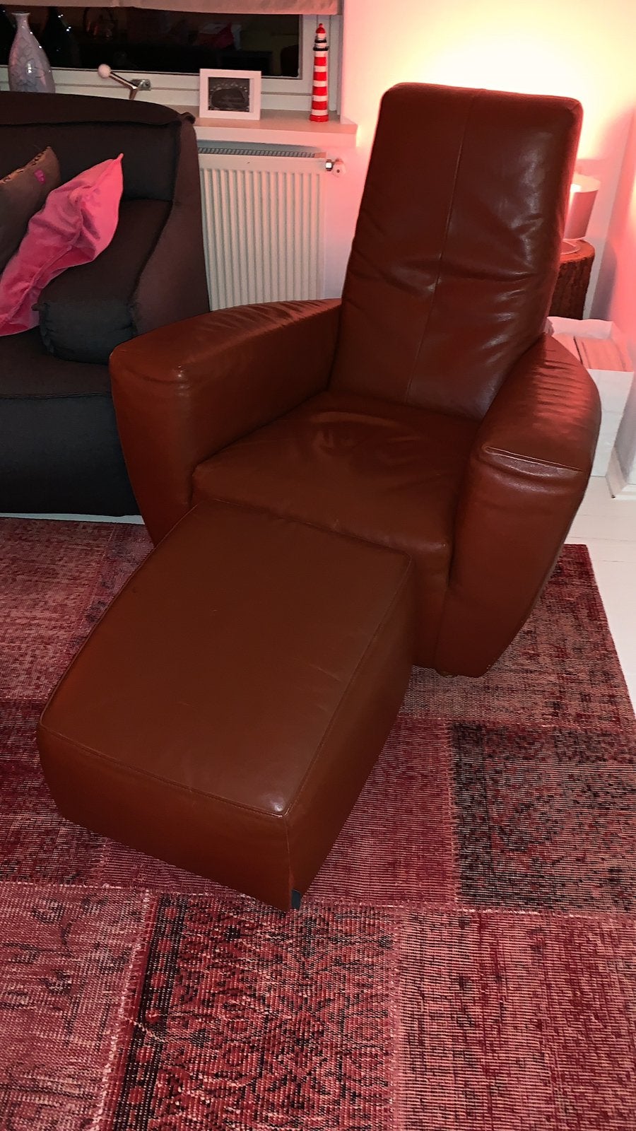 design Fauteuil Label Longa van Gerard van den Berg, Ophalen, Gebruikt, 50 tot 75 cm, Leer