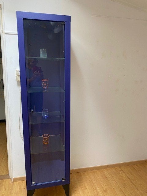 Vitrinekasten 2 stuks blauw, Ophalen, Minder dan 50 cm, Gebruikt, 150 tot 200 cm