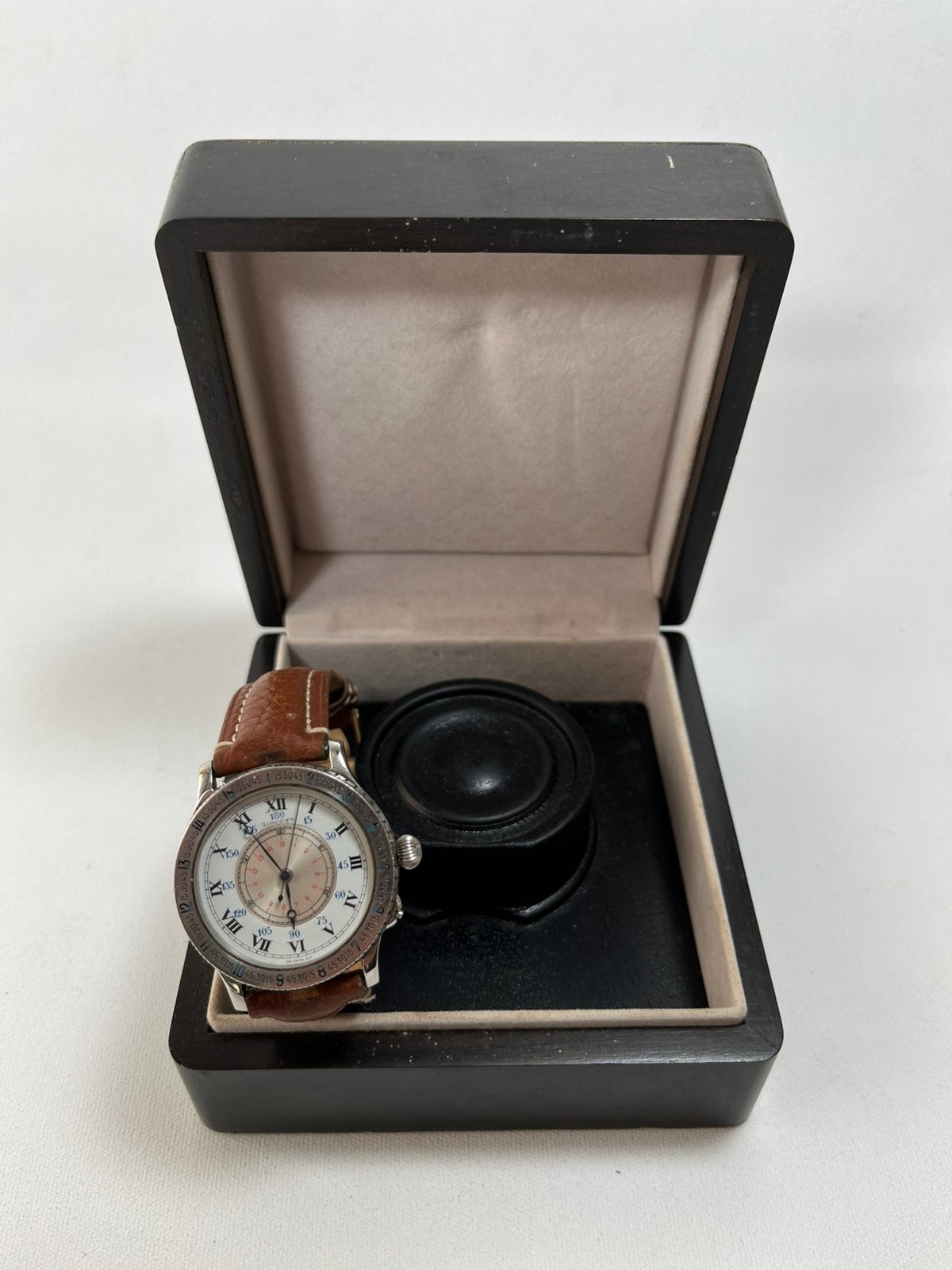 Longines ‘Charles Lindbergh ‘ Hour Angle, Overige merken, Staal, Ophalen of Verzenden, Leer