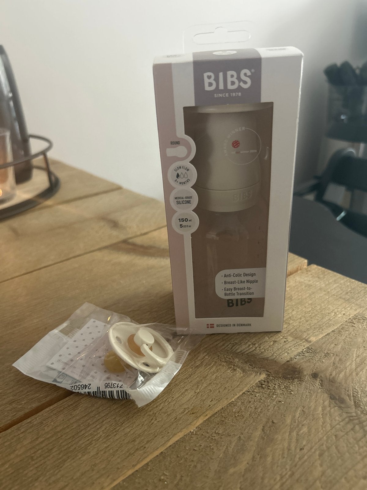 BIBS Babyfles 150ml Ivoor + Speen Anatomisch Latex, Ophalen, Overige merken, Nieuw, Babyfles