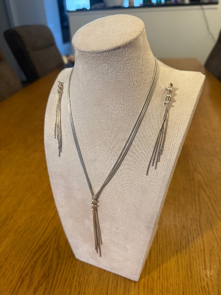Elegante Zilveren sieraden set, Ophalen of Verzenden, Zo goed als nieuw, Zilver, Zilver