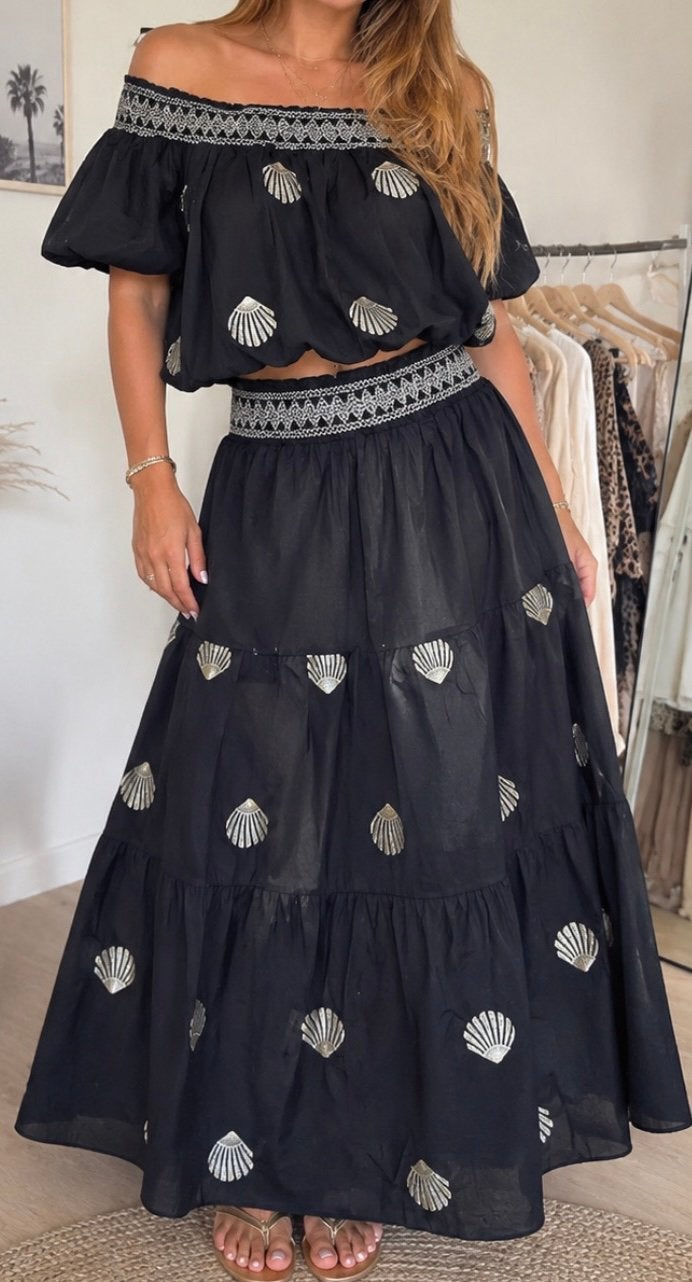 2delige set rok en top Zara boho Ibiza, Kleding | Dames, Maat 38/40 (M), Verzenden, Zwart, Zo goed als nieuw