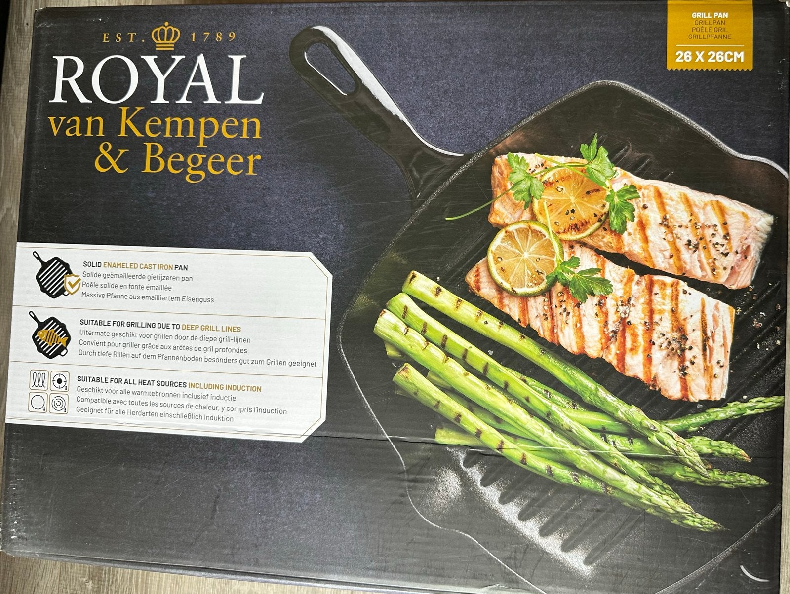 Royal van Kempen & Begeer gietijzeren grillpan 26x26cm, Ophalen, Nieuw