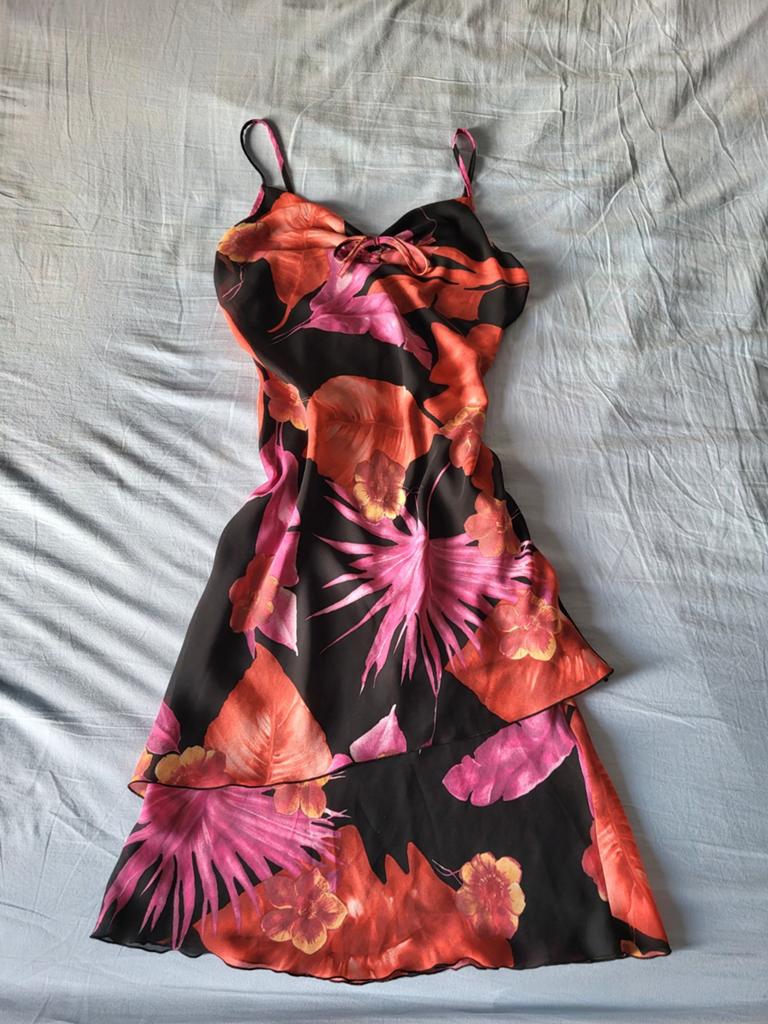 Vintage y2k dames midi jurk Ruches Frans modewerk, Kleding | Dames, Ophalen of Verzenden, Zo goed als nieuw, Maat 36 (S), Onder de knie